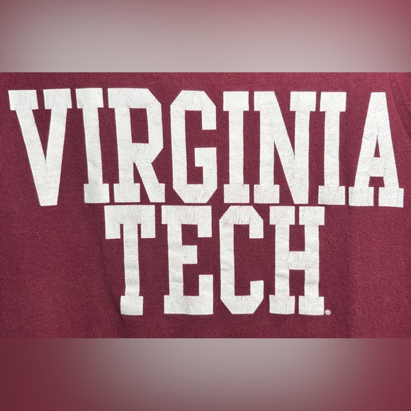 Early 90s Virginia Tech T-Shirt Maroon Unisex Size Small Vintage Original - Picture 3 of 5